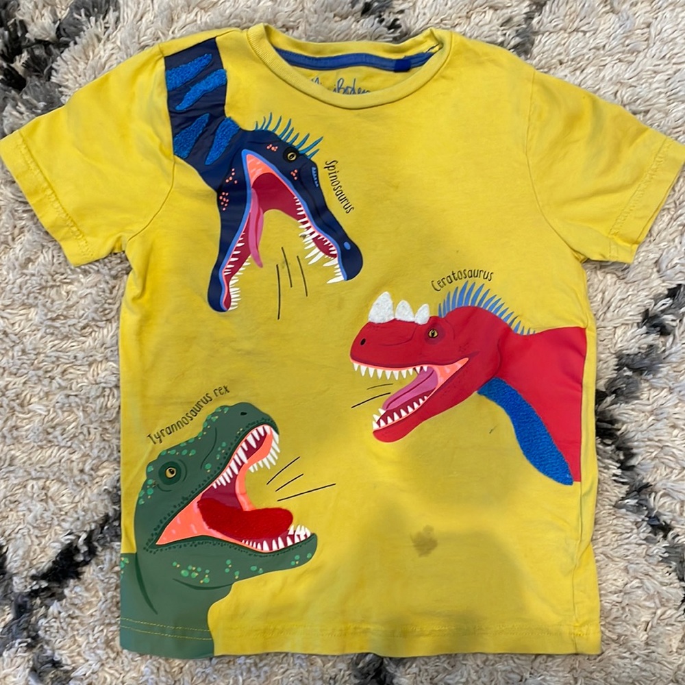 Yellow Dino Short Sleeve Shirt Epic Fail by Mini Boden - Precious!